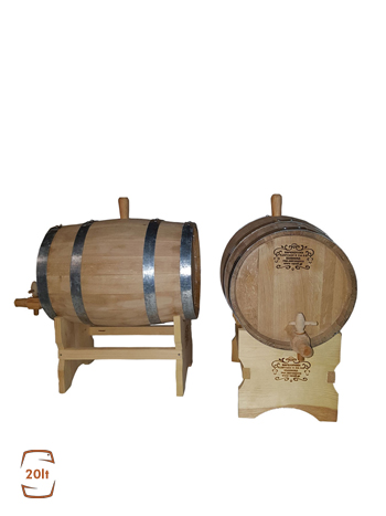 Oak barrel 20lt for wine-tsipouro. Proportions: 43x28
