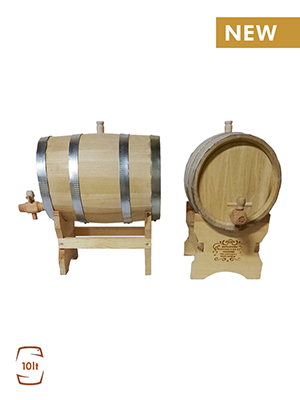 Acacia barrel 10lt for wine, tsipouro and vinegar. Dimensions 33x22.