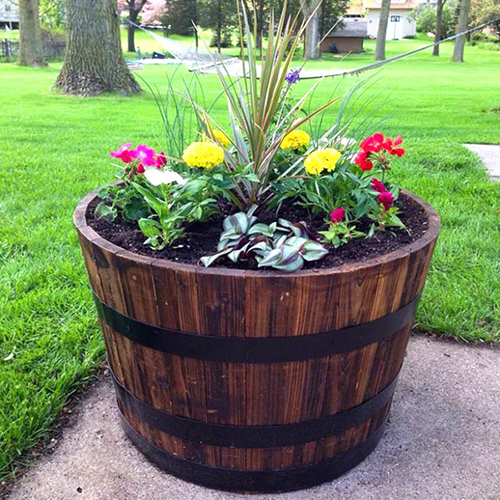 Barrel half flowerpot, available in dimensions of your choice